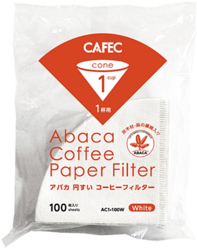 CAFEC ABACA Coffee Paper Filter 1 Cup, White 100 pcs