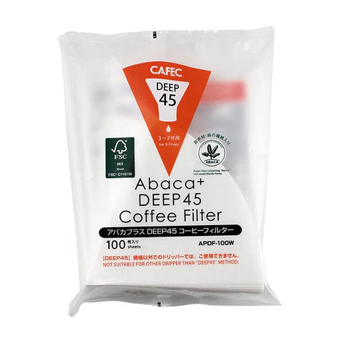 CAFEC ABACA + Coffee Paper Filter 1 Cup, White 100 pcs