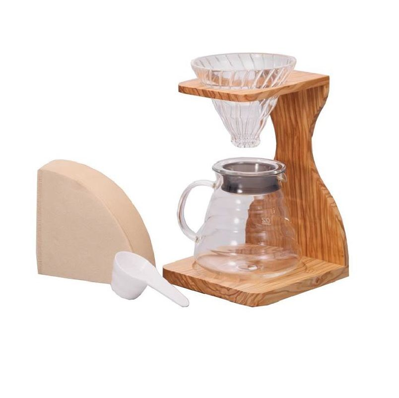 Hario V60 Olive Wood Stand Set