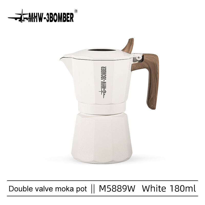 MHW-3BOMBER Double Valve Moka Pot White-180ML