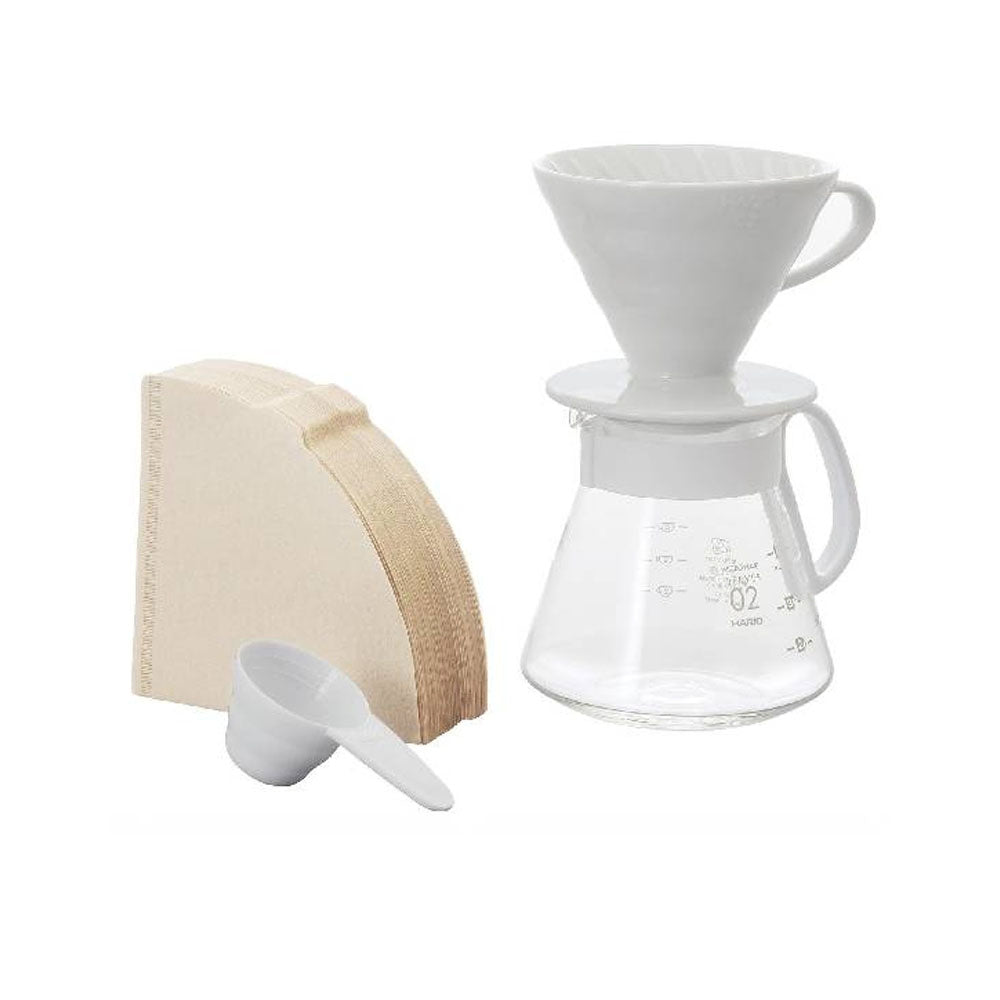 Hario V60 Coffee Dripper Set Ceramic White 02