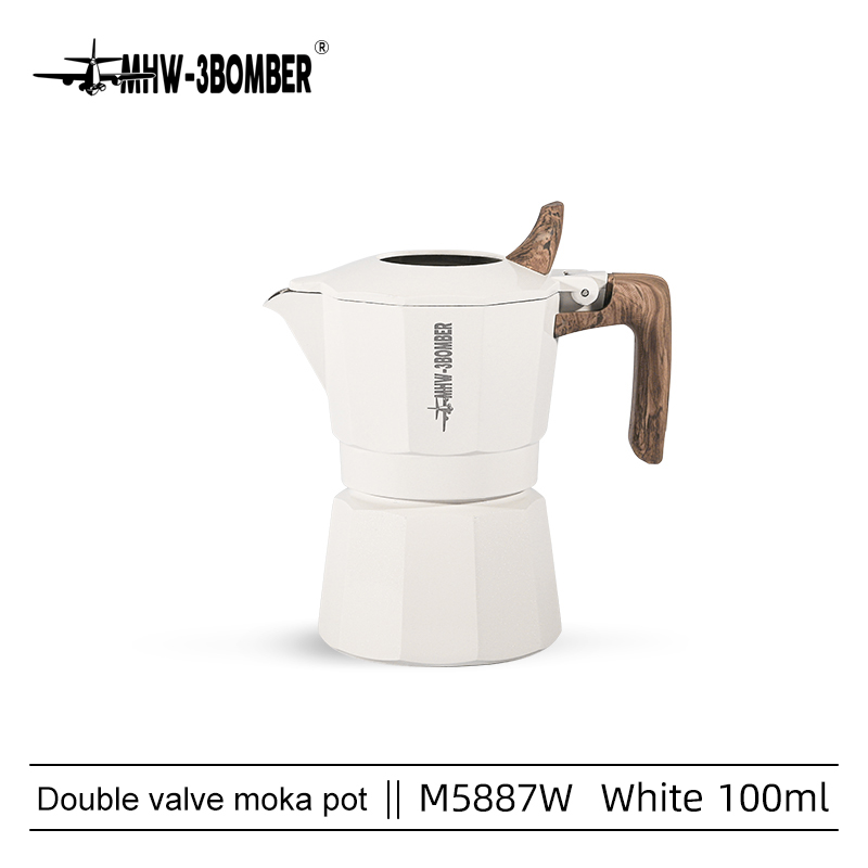 MHW-3BOMBER Double Valve Moka Pot White-100ML