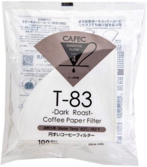 CAFEC Dark Roast Coffee Paper Filter 4 Cup, White 100 pcs