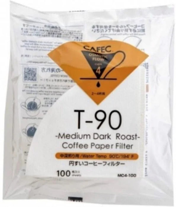 CAFEC Medium Roast Coffee Paper Filter 4 Cup, White 100 pcs
