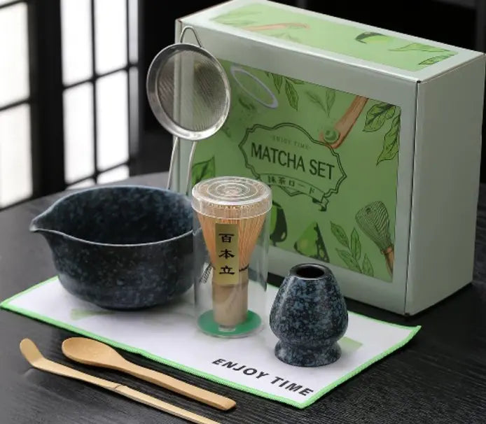 Matcha Set 7Pieces-Dark Blue Speckled