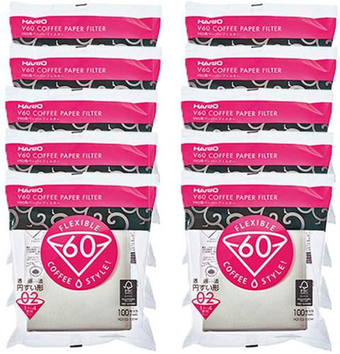 Hario V60-02 Paper Filters - Bundle of 100 sheets/pack X 10packs