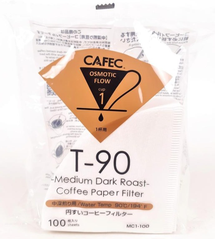 CAFEC Medium Roast Coffee Paper Filter 1 Cup, White 100 pcs