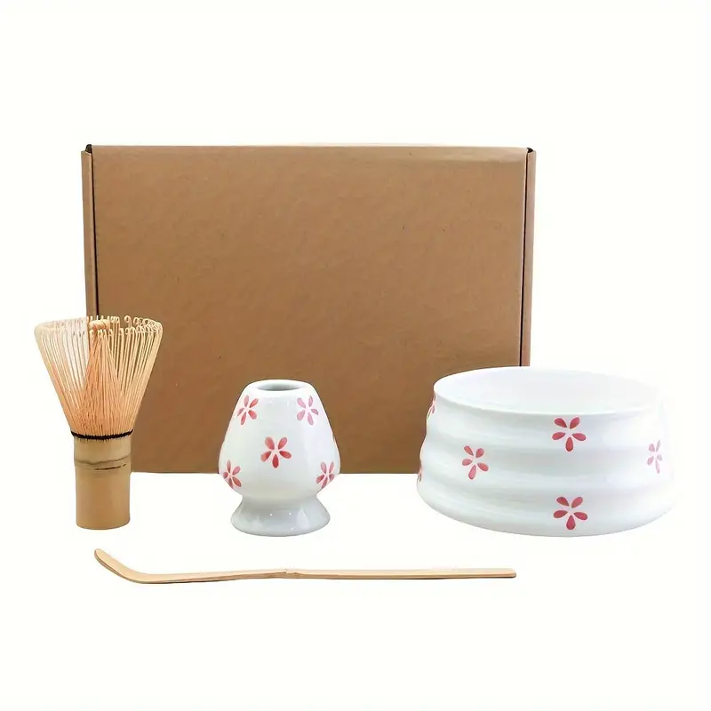 Matcha Tools 4pcs Set White Pink Flower