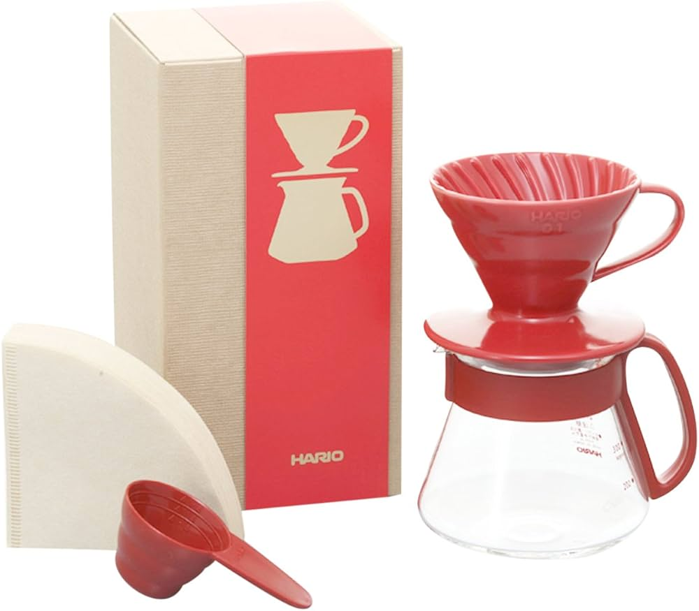 Hario V60-01 Dripper & Server Ceramic Red