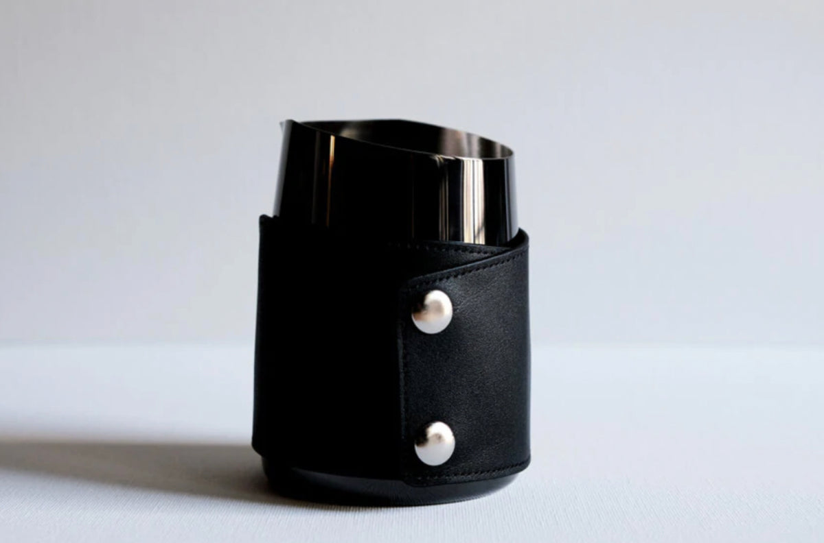 Handle-less Pitcher with Leather Sleeve (Round Spout)