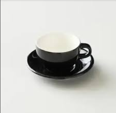 ORIGAMI 6oz Latte Bowl with Saucer - Black