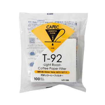 CAFEC Light Roast Coffee Paper Filter 1 Cup, White 100 pcs