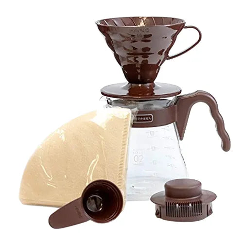 Hario V60-02 Pour Over Kit Brown - Plastic