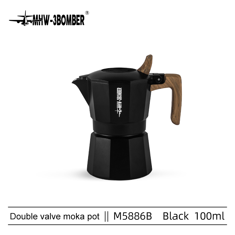 MHW-3BOMBER Double Valve Moka Pot Black-100ML